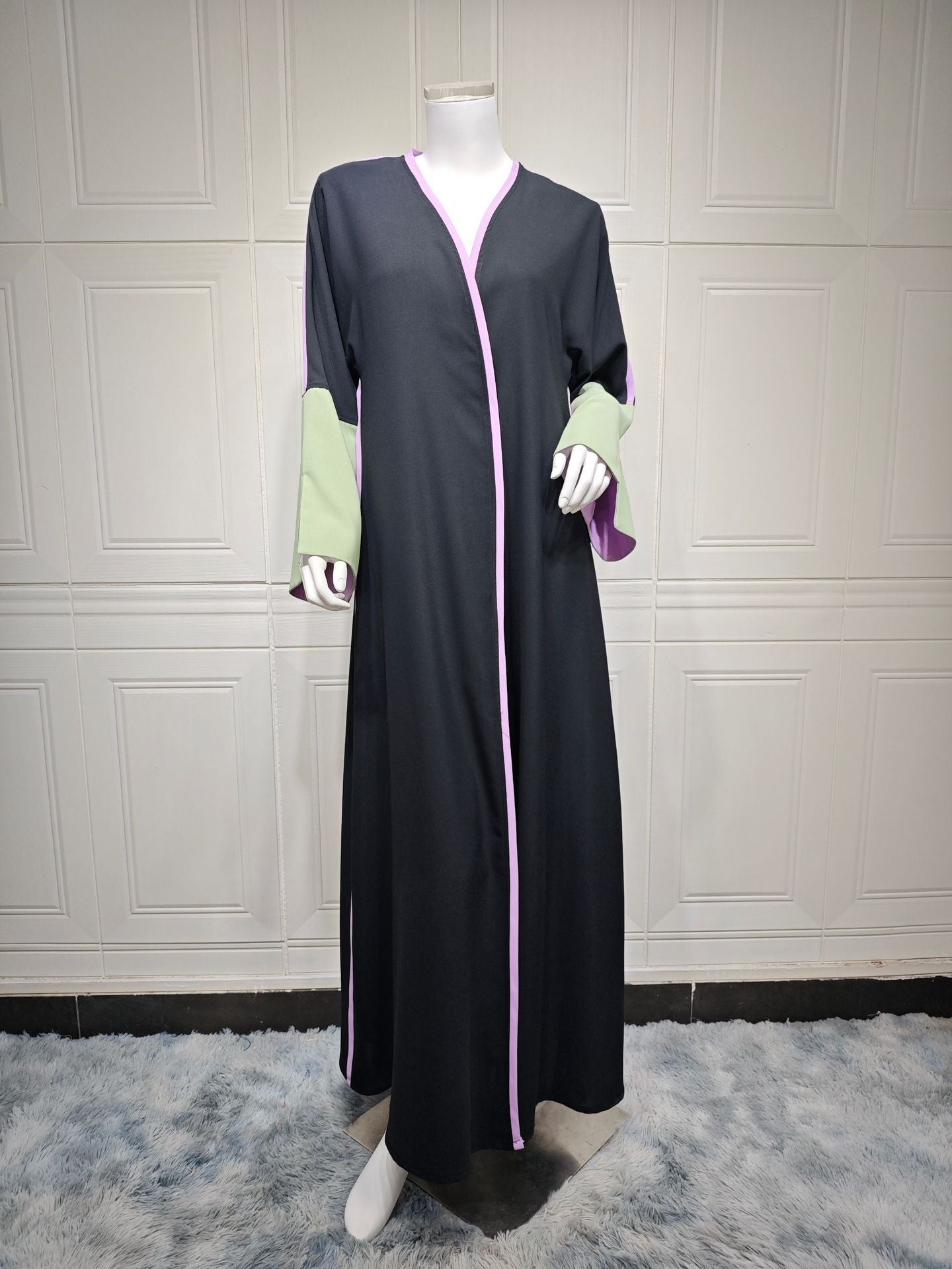 Light Green Kimono Sleeve Maxi Cardigan - Spliced Long Sleeve Cardigan Dress