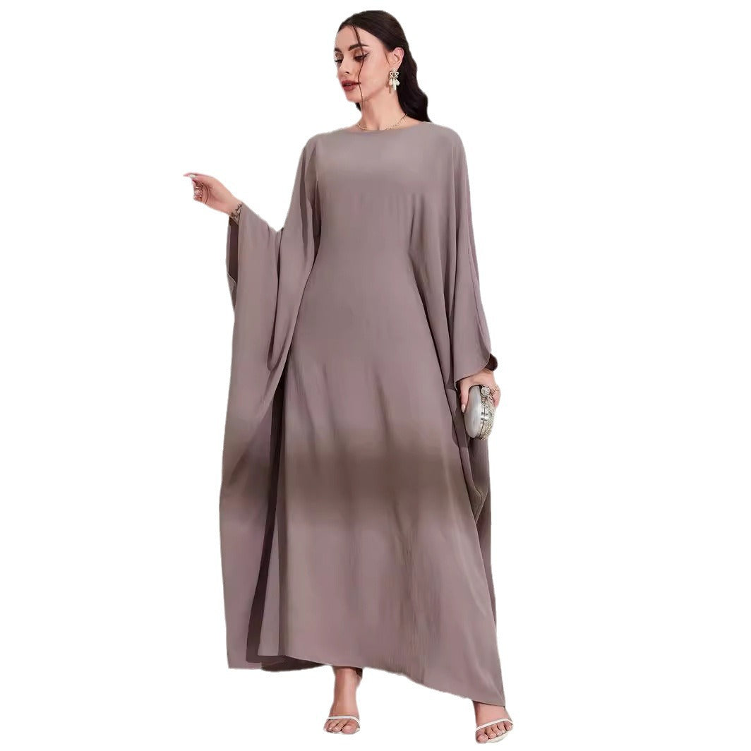 Batwing Sleeve Belted Modest Abaya Dress Jalabiya Long Maxi Dress for Muslim Women Eid Ramadan Banquet Gown S-XXL