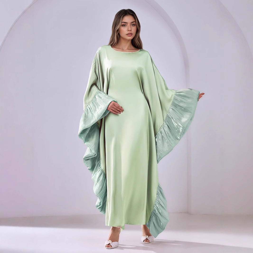Luxury Batwing Sleeve Patchwork Embroidered Maxi Abaya Dress Muslim Women Modest Long Jalabiya Kaftan for Eid Ramadan Daily