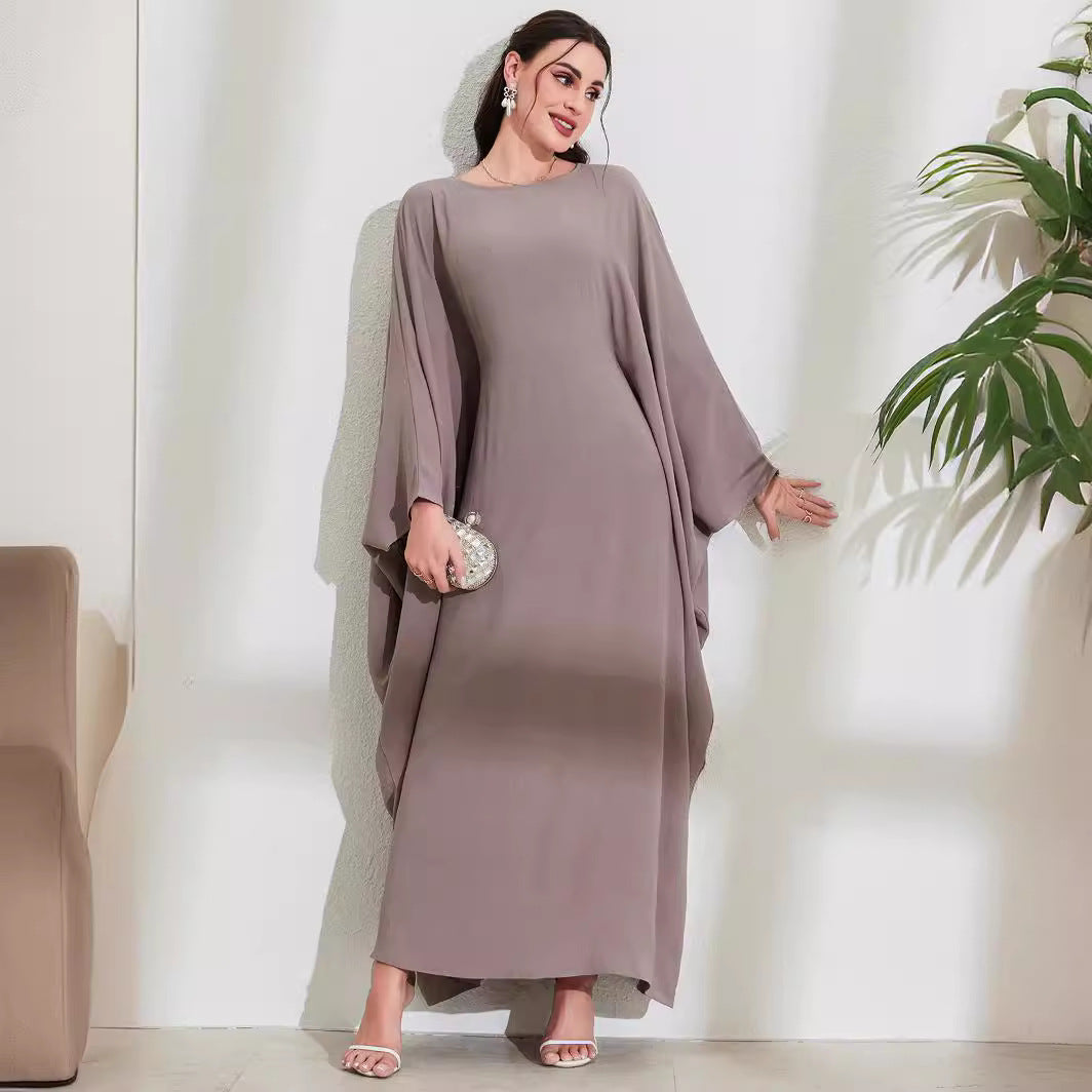 Batwing Sleeve Belted Modest Abaya Dress Jalabiya Long Maxi Dress for Muslim Women Eid Ramadan Banquet Gown S-XXL