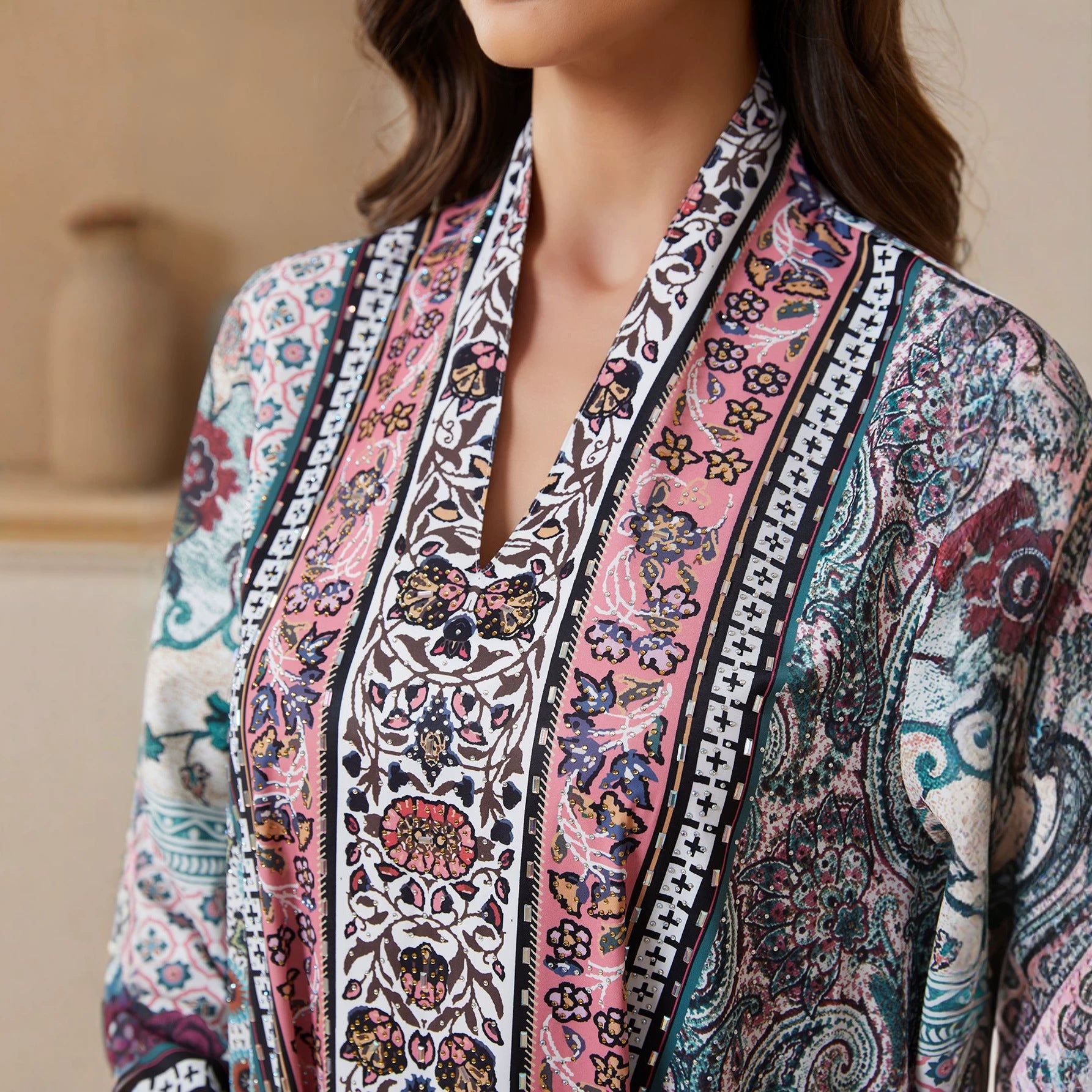Chic Floral Plus-Size Kaftan – Bohemian Muslim Modest Maxi