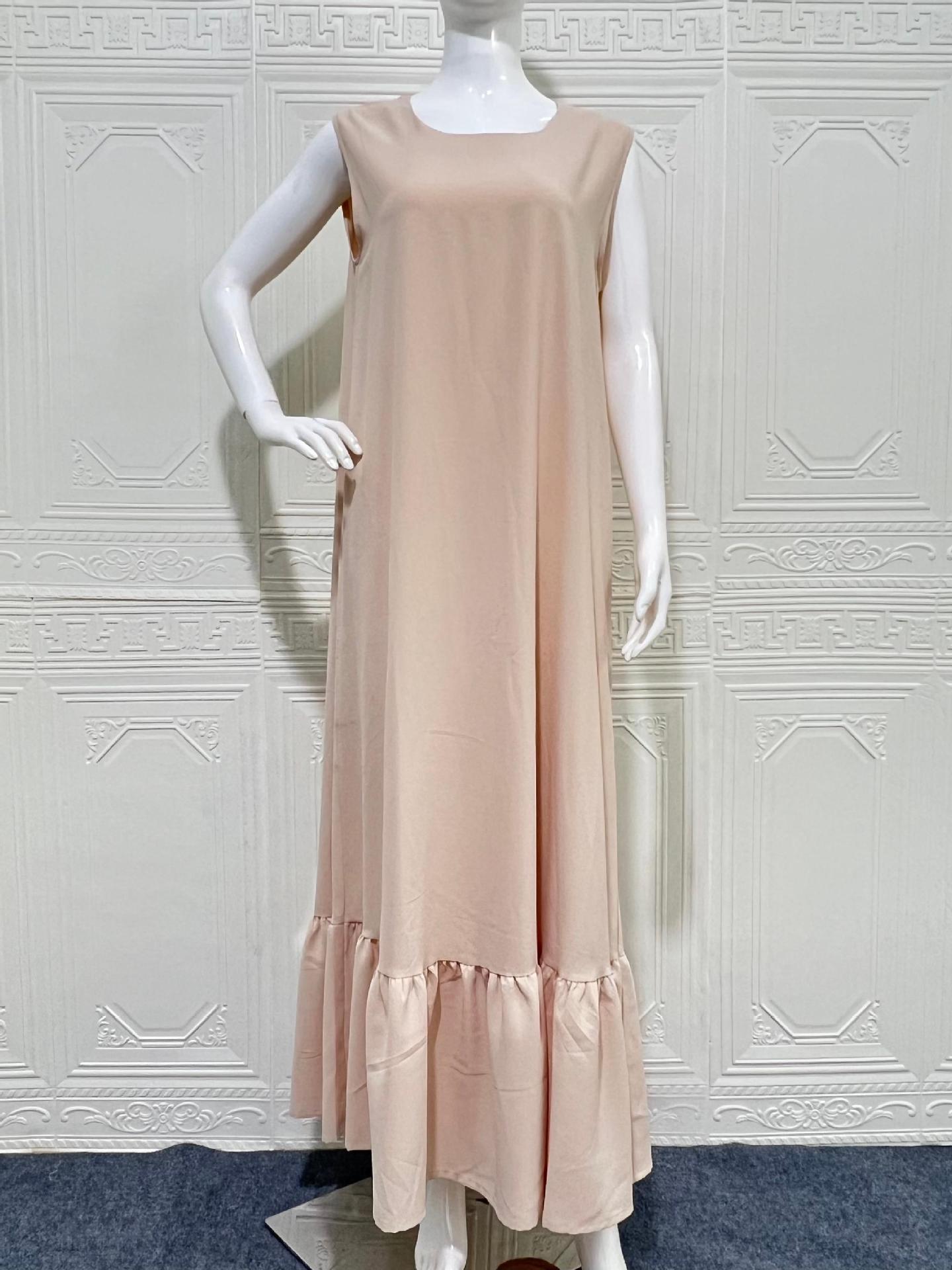 Arabian Pastel Boutique Designer Modest Layered Attire Soft Muted Sky Lightweight Transparent Mesh All Over Vintage Leaf Daisy Thread Motif Mini Stand Neck Self-Tie Waist Belt Double Flared Bell Cuff Sleeves Semi-Sheer Open Front Full Length Outer Ro