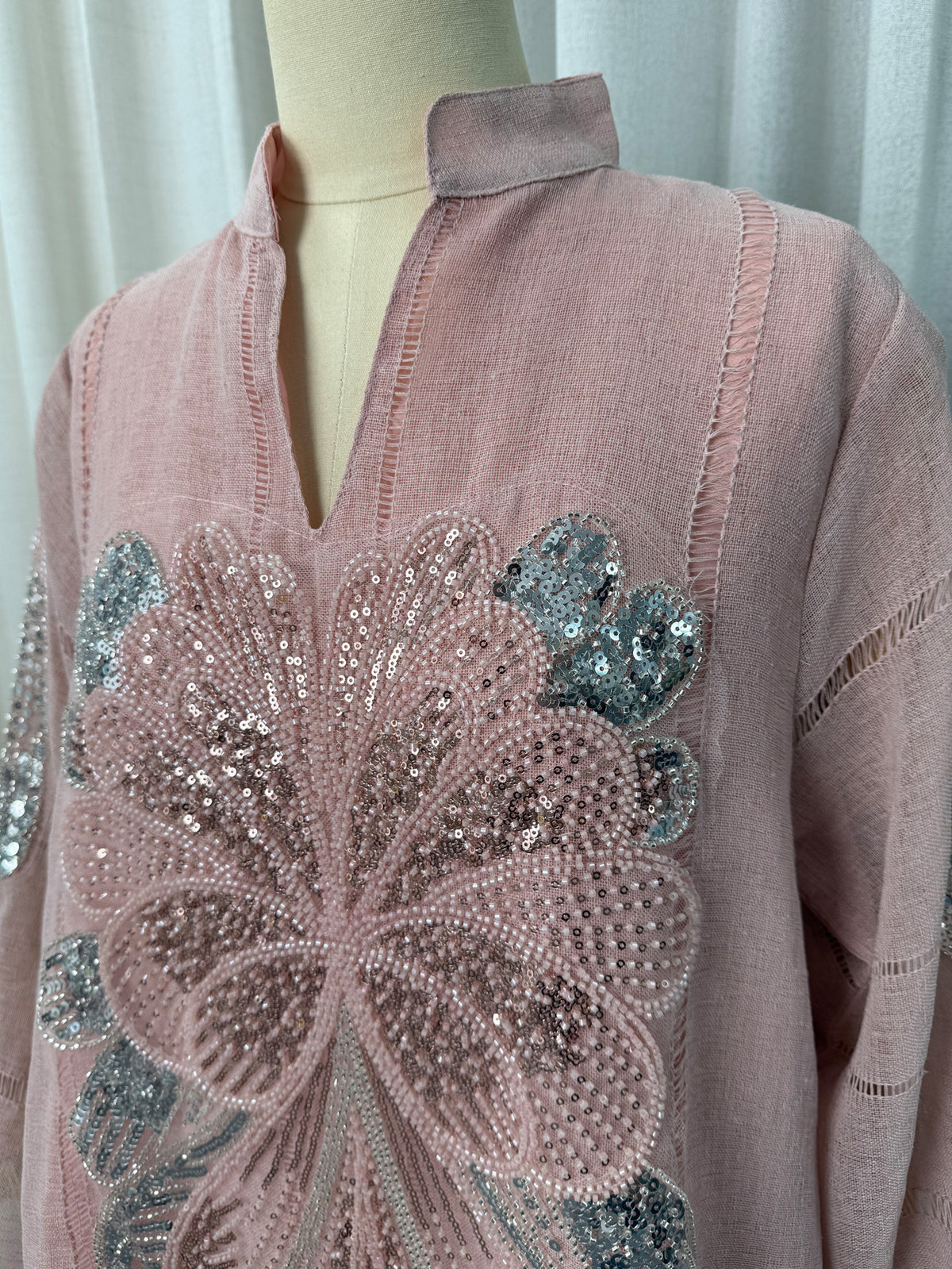 Pink Navy Apricot 2026 Sequin Applique Embroidered Long Gown Banquet Maxi Dress Modest Muslim Jalabiya