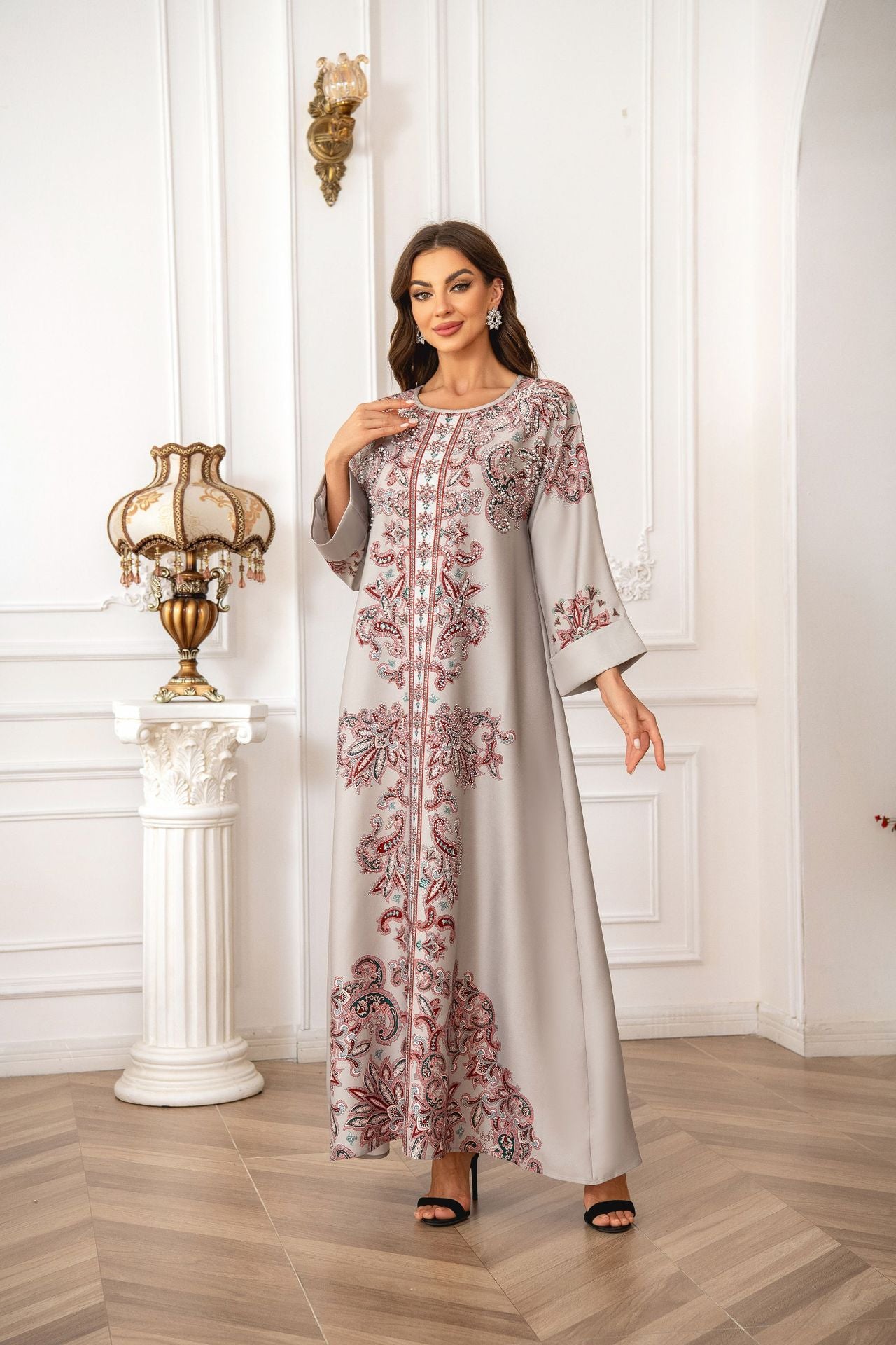 Gorgeous 6-Color Rhinestone Kaftan – Bohemian Modest Muslim Maxi