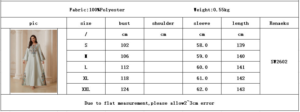 Pastel Light Grey Matte Crepe Long Kaftan Robe For Ladies Round Neck Long Sleeve With Symmetric Multi-Color Floral Embroidery Full Length Formal Modest Outfit