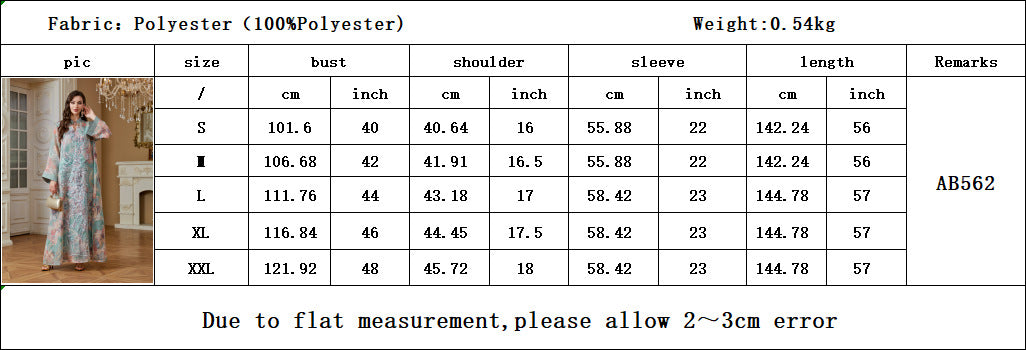 2026 Luxury Floral Print Abaya Women Hand Beaded Rhinestone Long Kaftan Stand Collar Flare Sleeve Loose Maxi Dress For Wedding Party
