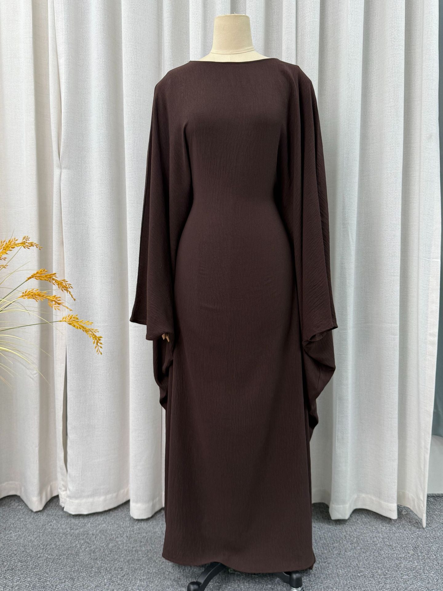 Batwing Sleeve Belted Modest Abaya Dress Jalabiya Long Maxi Dress for Muslim Women Eid Ramadan Banquet Gown S-XXL