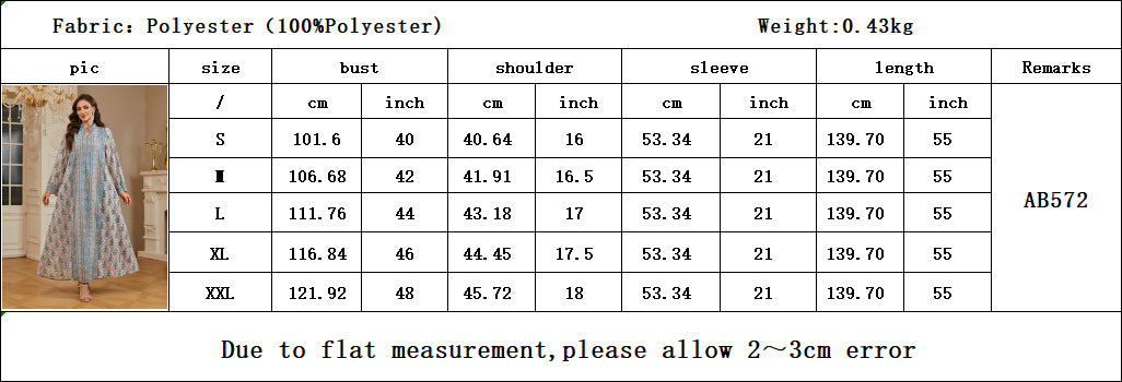 Women Stand Collar V Neck Floral Striped Abaya 3 Colors Vintage Botanical Print Loose Wide Sleeve Maxi Kaftan Lightweight Daily Modest Dress For Ramadan Casual Party