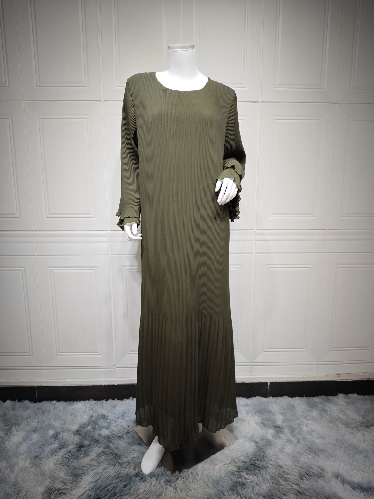 Chiffon Pleated Maxi Dress with Rhinestone Embellishments - Multi Color Plus Size