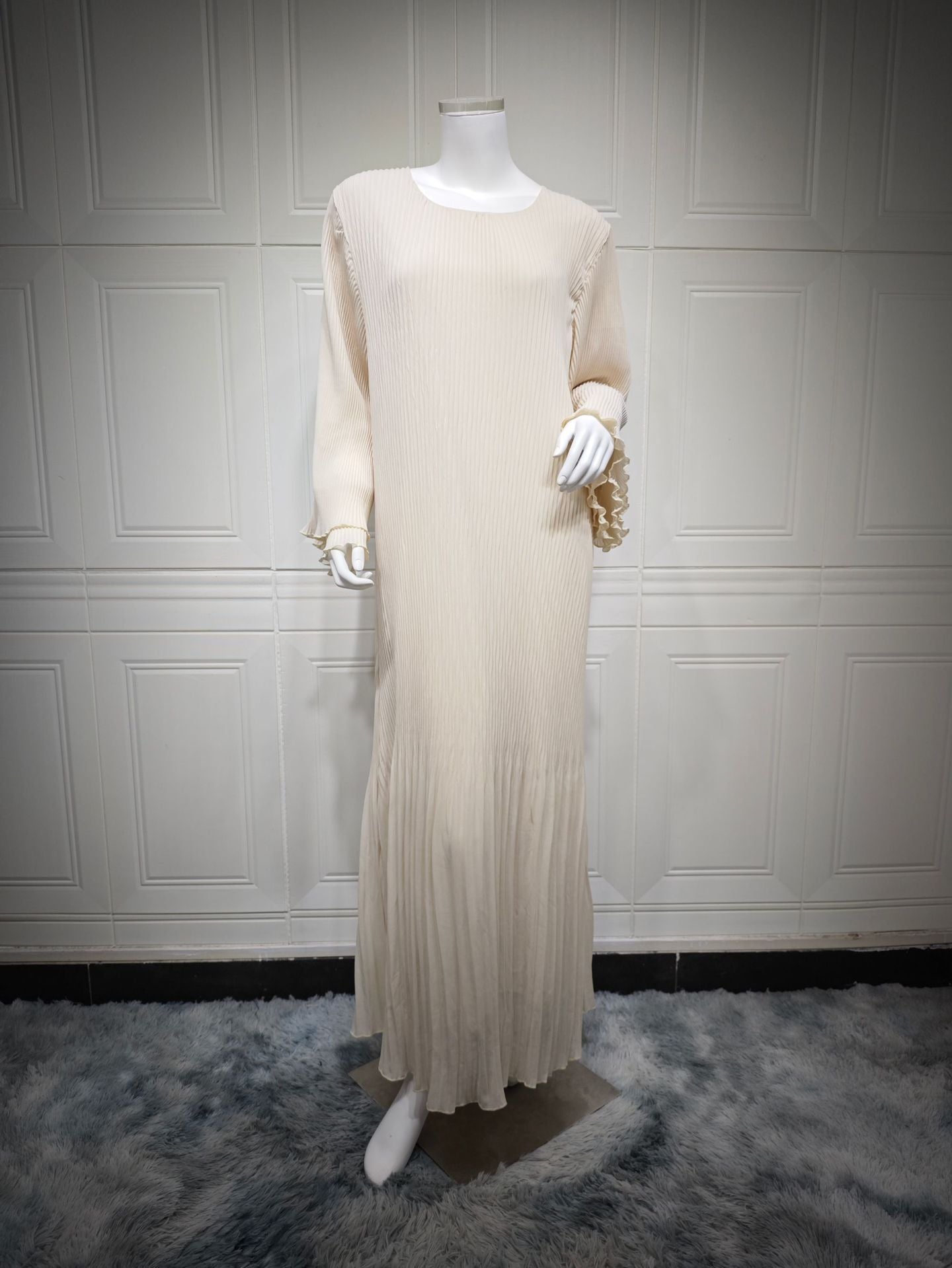 Chiffon Pleated Maxi Dress with Rhinestone Embellishments - Multi Color Plus Size