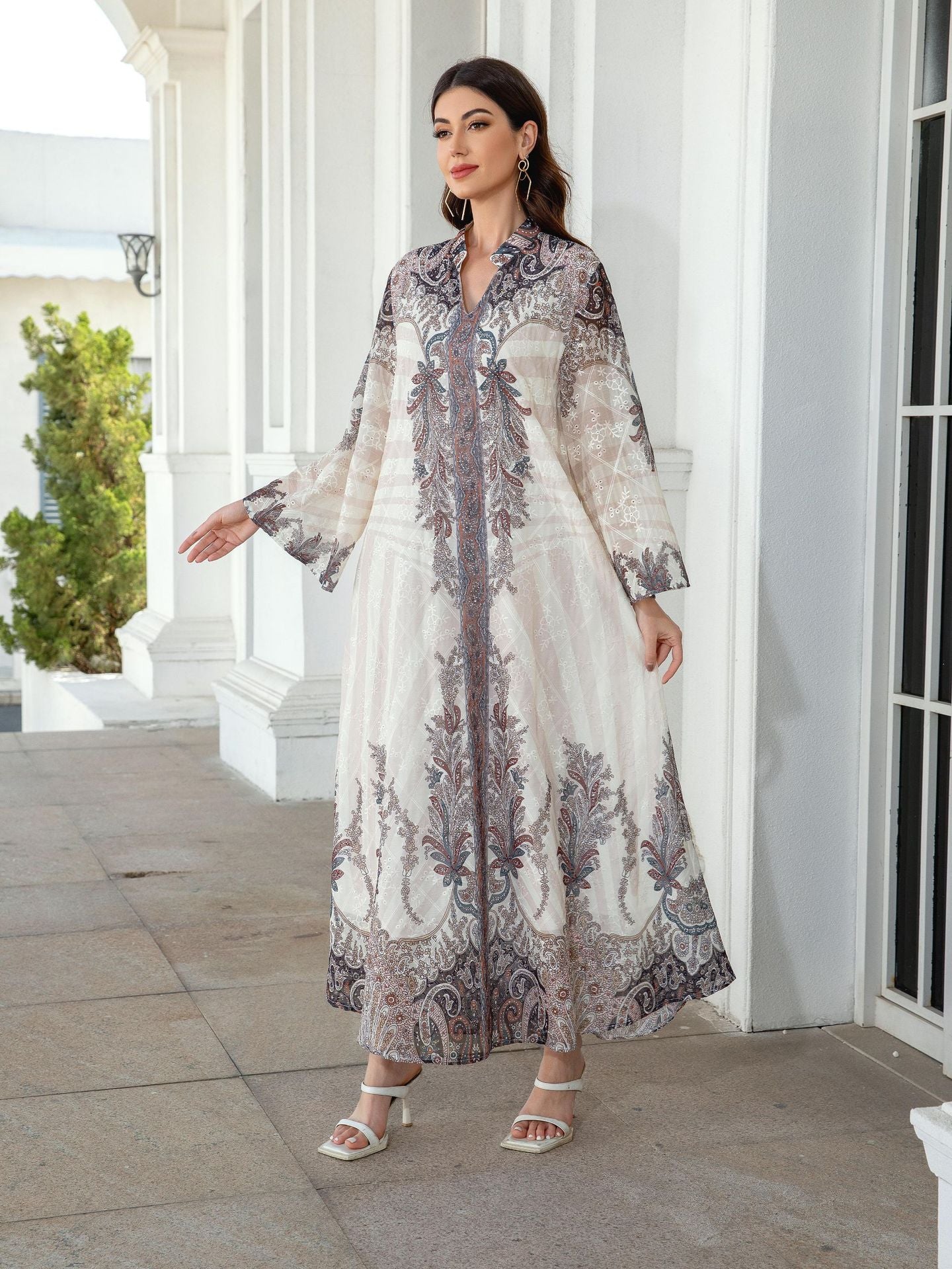 Fresh Mauve Rhinestone Embroidered Abaya – Modest Muslim Maxi