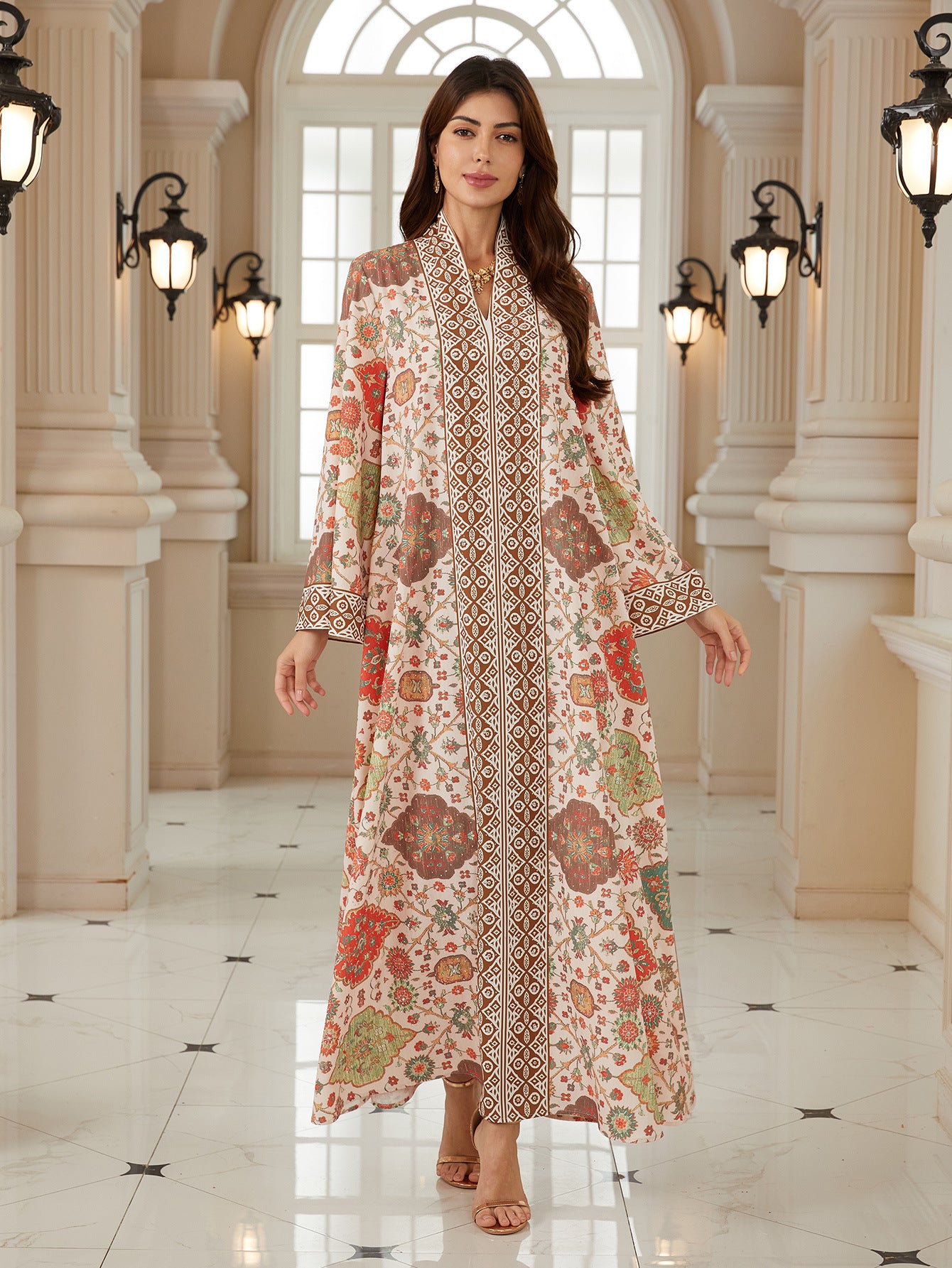 Floral Print Pullover Abaya - Modest Muslim Dress Ramadan Eid
