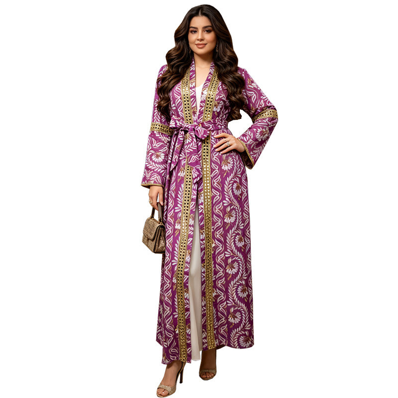 Light Green Blue Purple Yellow Heavy Embroidery Embroidered Waist Maxi Dress Set
