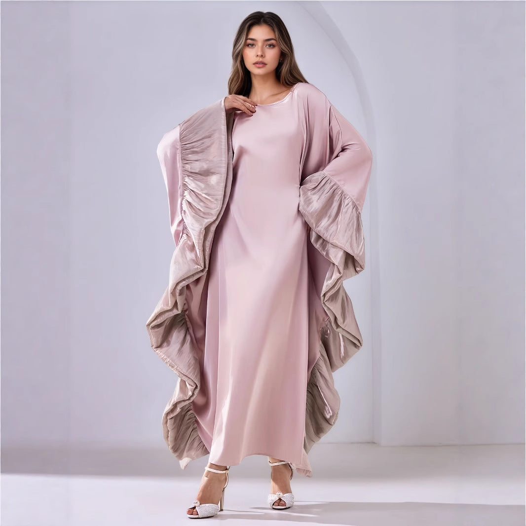 Luxury Batwing Sleeve Patchwork Embroidered Maxi Abaya Dress Muslim Women Modest Long Jalabiya Kaftan for Eid Ramadan Daily
